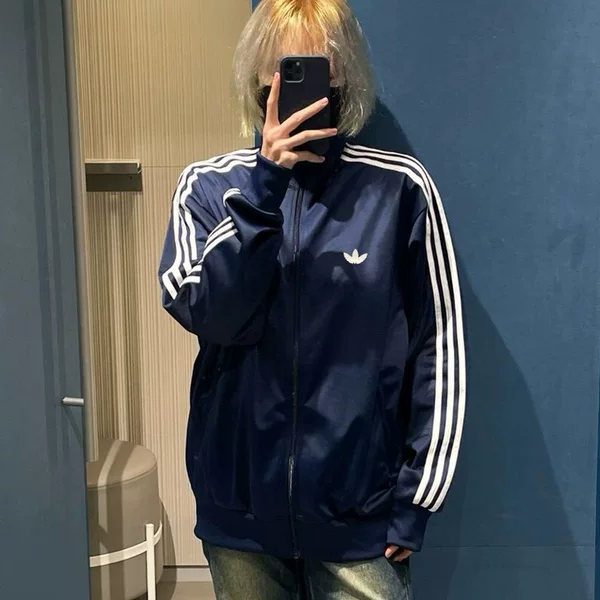 Clover sports jacket for autumn and winter, unisex, embroidered logo, American retro style, three-stripe jacket IK9149IZ4922