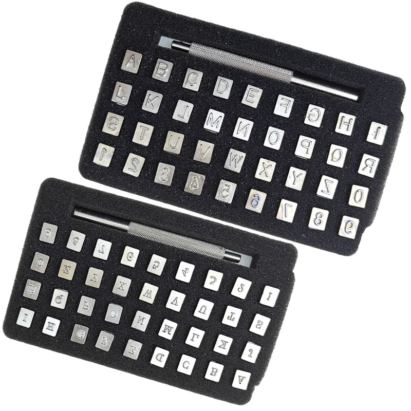 Cuero impresión Punch cuero inglés carta Punch 36 unids sello digital artesanía cuero talla herramienta