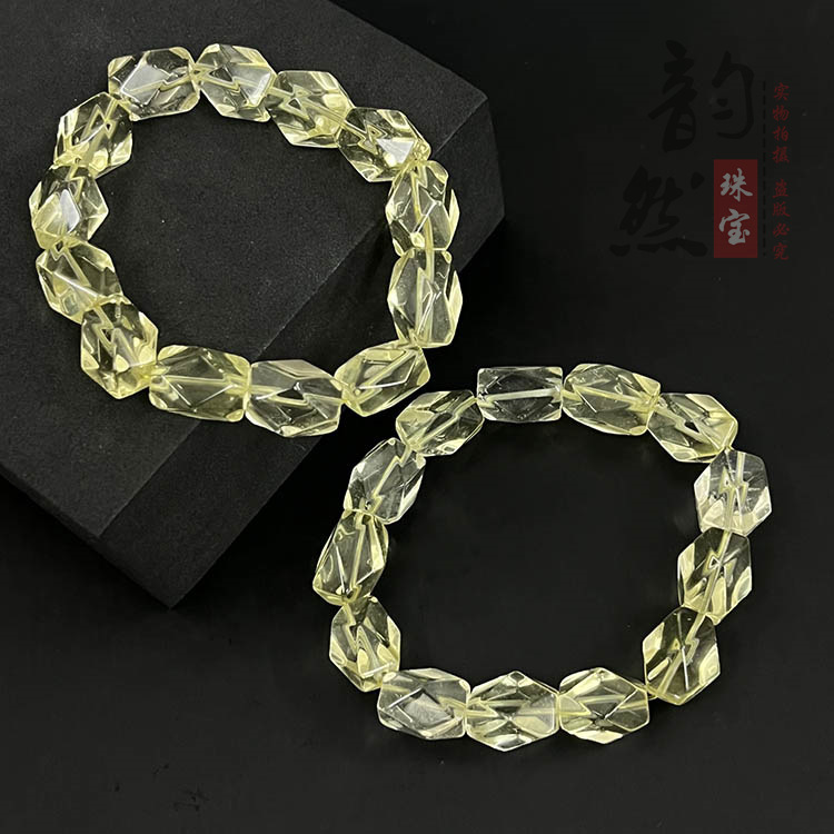 Natural Lemon Citrine Sugar Cube Faceted Single Circle Bracelet DIY Original Jewelry Citrine Faceted Square Loose Beads