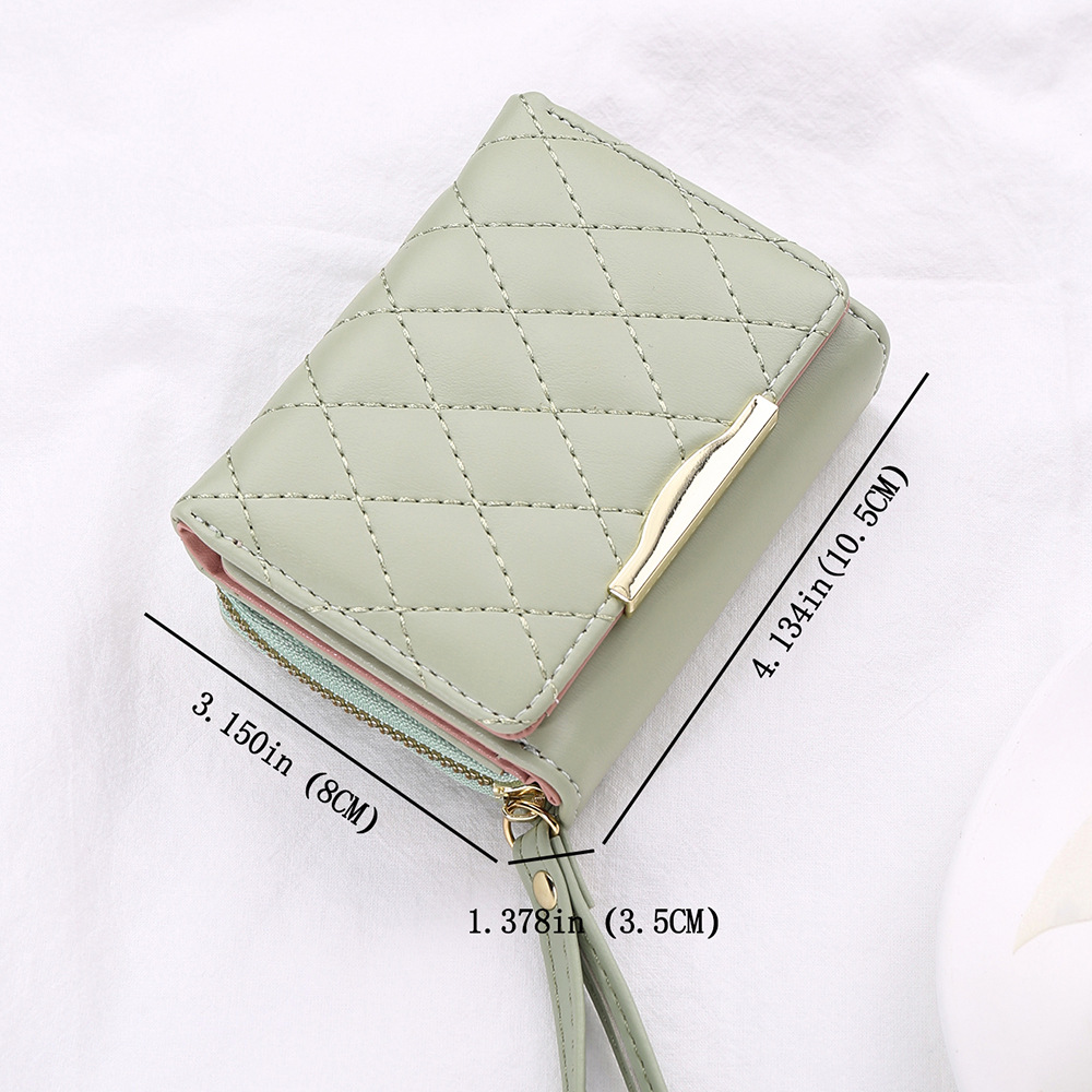 Women's Solid Color Lingge Pu Leather Zipper Wallets display picture 2