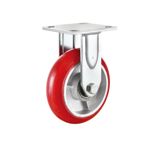 Red heavy-duty polyurethane PU casters 4 inches 5 inches 6 inches 8 inches iron core Korean arc trolley industrial universal wheel