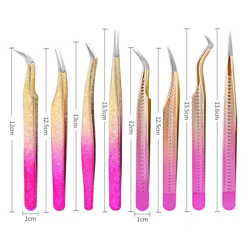 Herramientas de belleza de uñas pinzas de acero inoxidable acné clip para eliminar puntos negros extrusión pinzas de color gradiente 2 paquetes