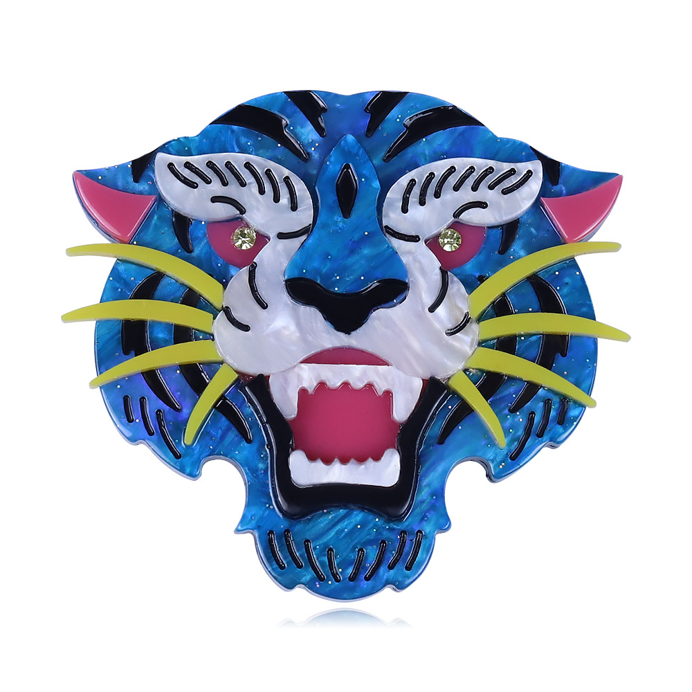 Joyería de moda hecha a mano transfronteriza acrílico animal Tigre broche de dibujos animados pin europeo y americano popular ropa bolsa Accesorios