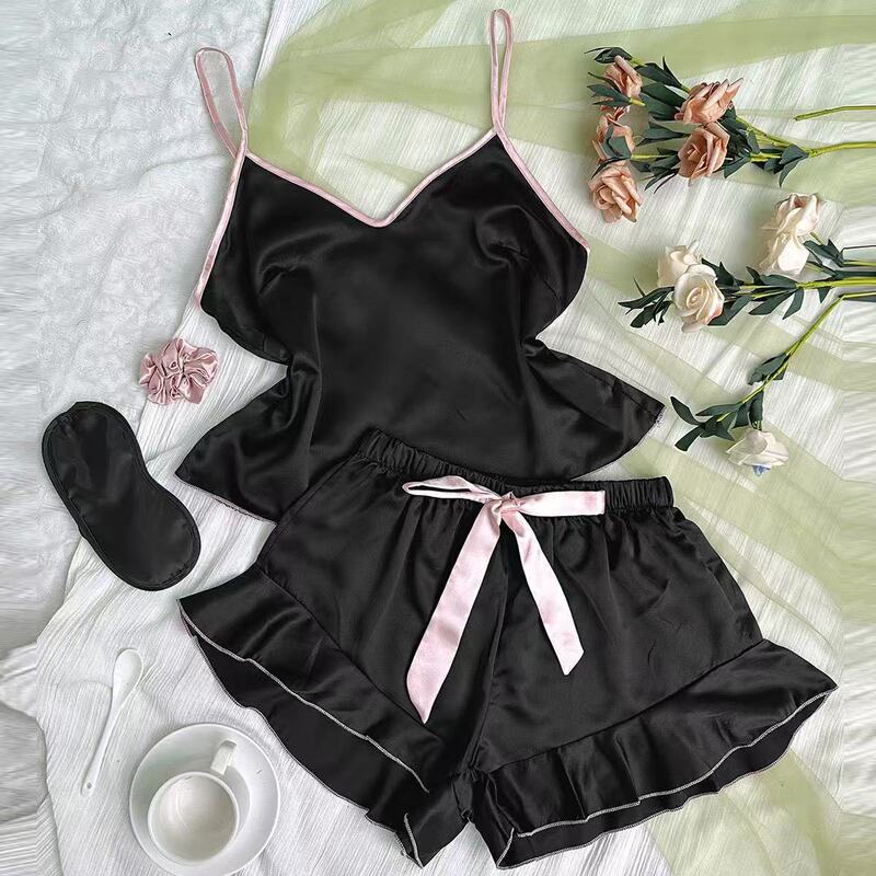 クロスボーダーセクシーなサスペンダースカートホーム服女性の夏の薄いベストショーツスーツホームシルクアイスシルク睡眠|undefined