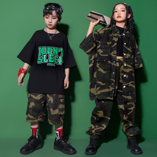 Girl's Jazz Dance Costume Cool Japanese Street Dance Performance Suit Set Children's Hip-Hop Hiphop Fashion Show Stage Trendy