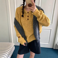 秋冬新款宽松韩版慵懒风高领麻花毛衣女高级感休闲上衣套头针织衫