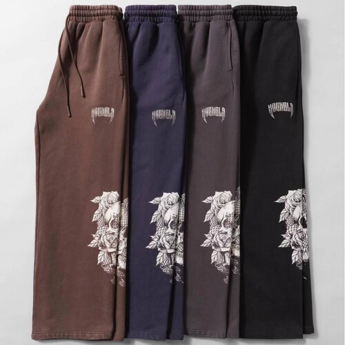 YOUNGLA American streetwear high-street track pants for runners, gym, fitness, casual straight-leg loose pants