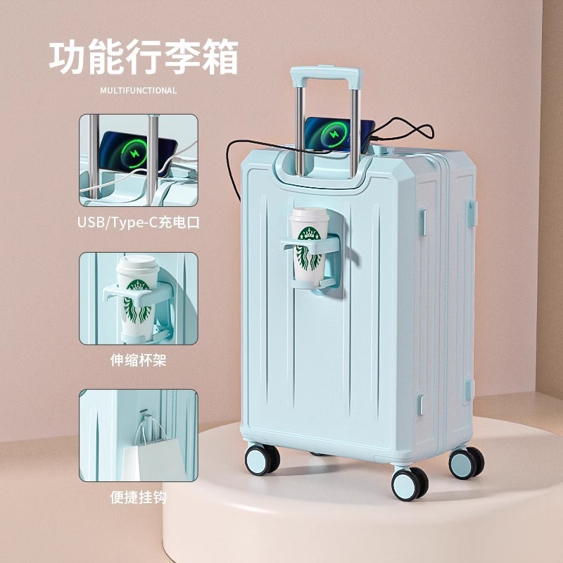 新しい爆発的な多機能旅行トロリーケース 20inch パスワードボックス軽量で耐久性のある 28inch 大容量スーツケース|undefined