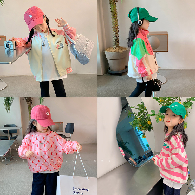 Camiseta de las niñas 2023 otoño nuevos niños del todo-fósforo camisa de fondo de dibujos animados bebé de media longitud cuello redondo de manga larga superior