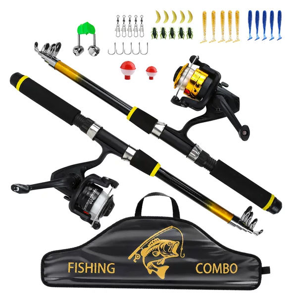 Foreign trade lure rod 1.8M retractable portable sea rod casting rod fiberglass outdoor fishing gear set wholesale customizable