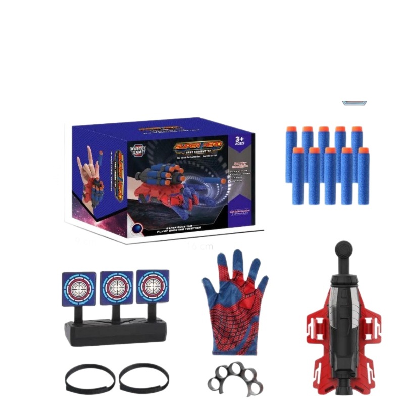 Tecnología negra de tres generaciones lanzador de juguetes de araña para niños disparar pistola de succión bala suave bala silenciosa para niños