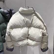 2025冬季新款立领羽绒服女短款宽松显瘦面包服撞色外套