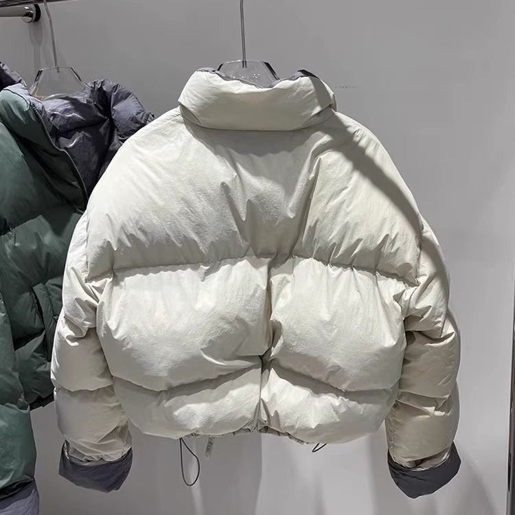 2025冬季新款立领羽绒服女短款宽松显瘦面包服撞色外套