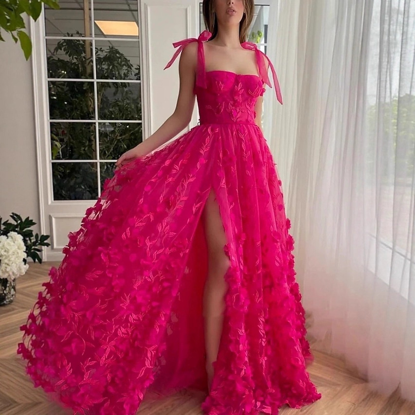 New Strap Evening Dress Foreign Trade European and American Rose Red Design Slit Light Luxury Dress Mori Style Elegant Dress