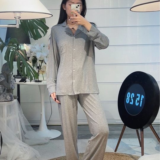 2025 New Kardashian Thick Thread Pajamas Style Women's suit Long Sleeve Pants Set