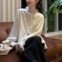 秋季珠光灯笼袖法式衬衫