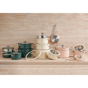 Cross-Border 304 Korean Stainless Steel Pots Ceramic Paint Steamer Soup Pot Milk Pot Seafood Pot Silicone Glass Lid Set