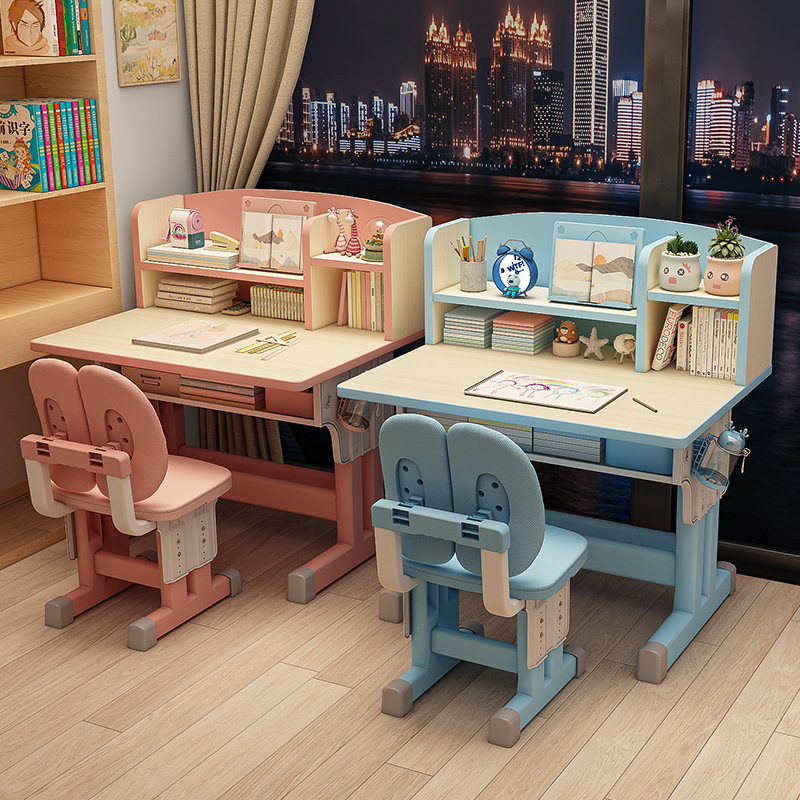 Children's Study Table 2025 New Desk Primary School Students' Homework Writing Desk and Chair Combination Set Can Be Lifted
