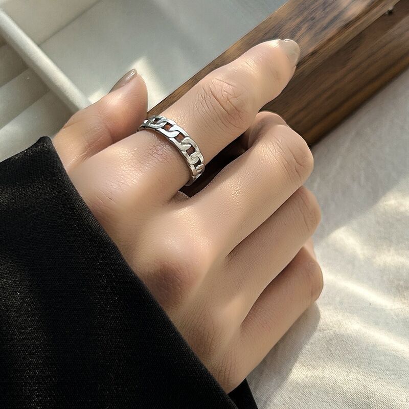 Vintage Mobius Open Ring For Women Simple Silver Stackable Band_voghion.com