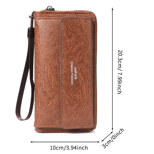 Men's Business Handbag Large Capacity Zipper Multi-Card Slot Wallet High-End Casual Trendy Handbag Men's Grab Bag