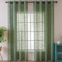 Modern simplicity popular green home curtain bedroom living room living room balcony semi -shading shading special show curtain free punching