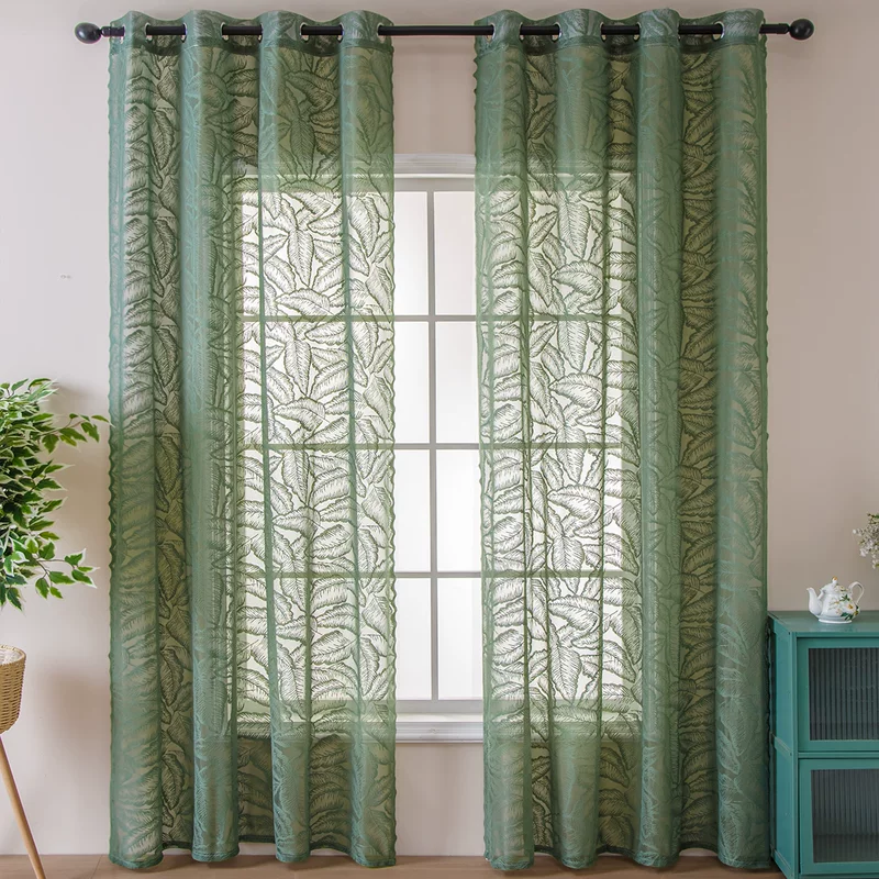Modern simplicity popular green home curtain bedroom living room living room balcony semi -shading shading special show curtain free punching