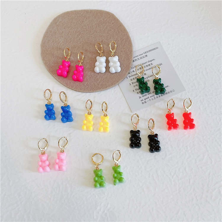 10g Weight Resin Inlay Material Cute Fashion Bear Bear Plastic Resin Resin Earrings