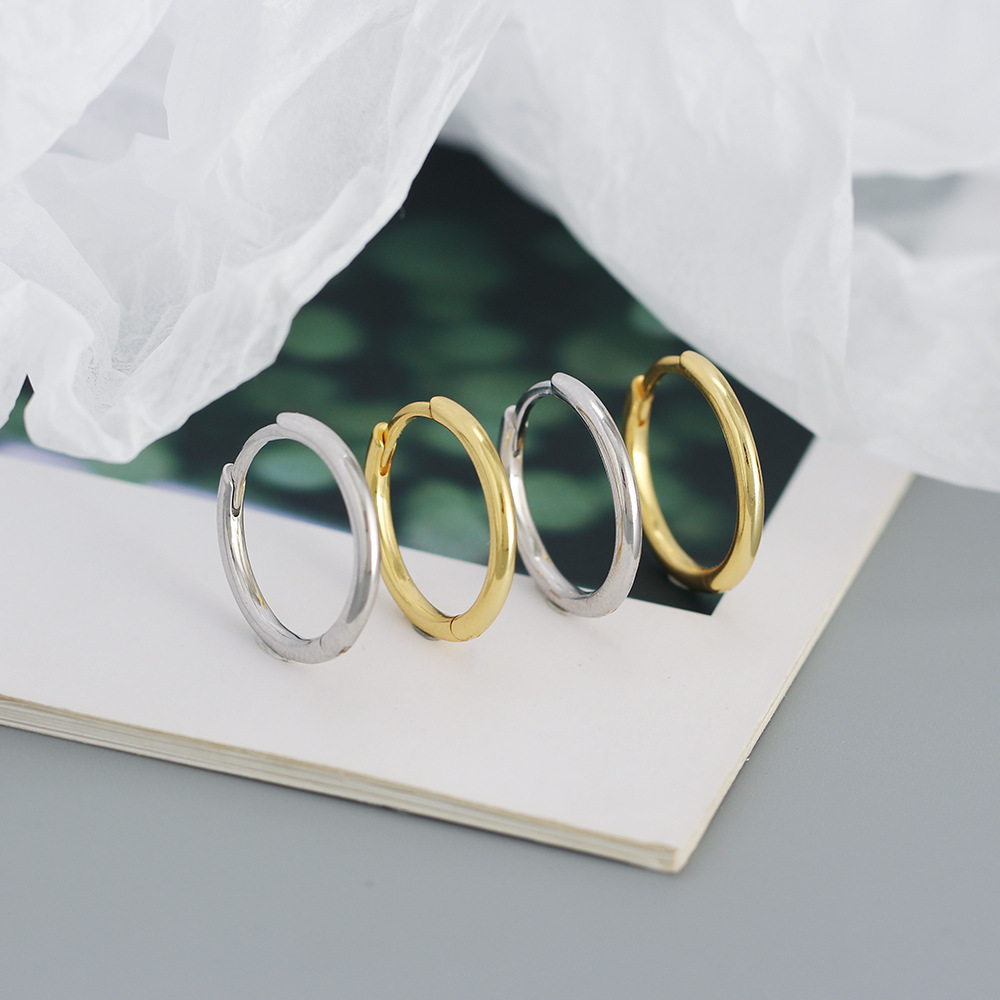 Circle Pattern Simple Style Circle Silver Earrings Plating 925 Silver Earrings