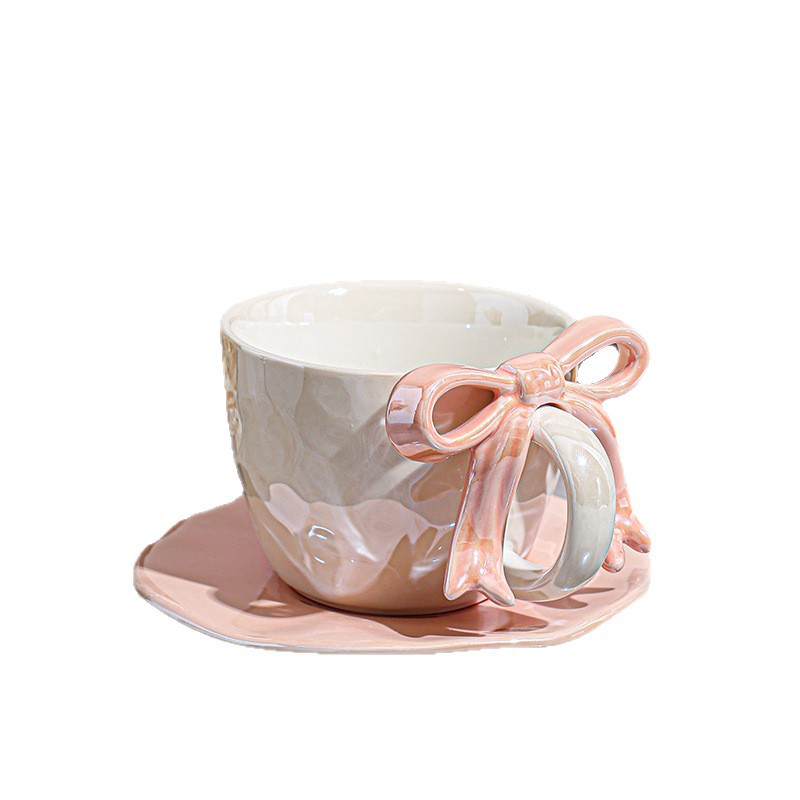 Elegante arco de cerámica de lujo ligero transfronterizo taza de nicho de diseño taza de café para beber agua de oficina amiga