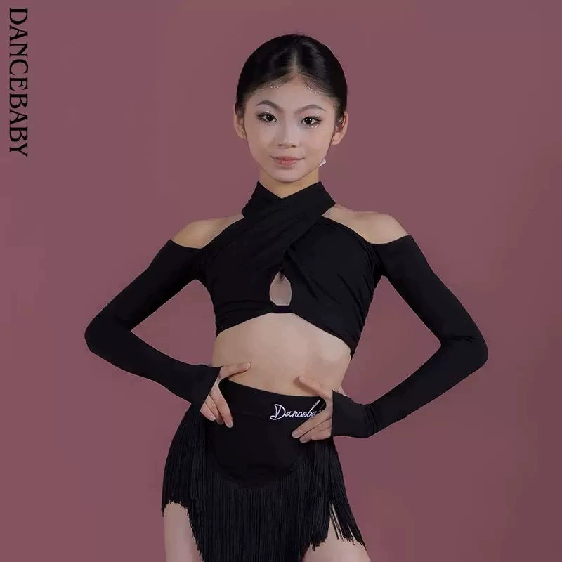 Топ для танцев Dancbaby латинский танец сервисы топ для девочек 2024 новый длинный рукав DAS760