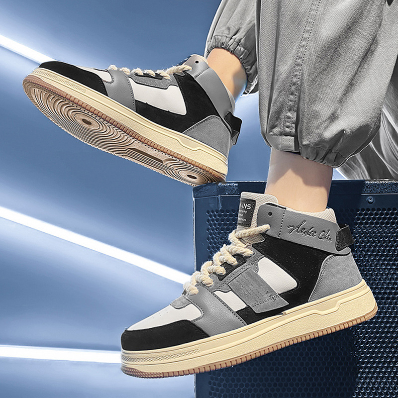 Baskets montantes homme colour blocking chaussures décontractées_voghion.com