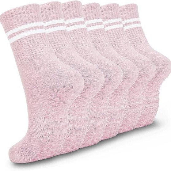 Factory Custom-Made Double Pilates Socks with Grip for Women, Non-Slip Yoga Striped Crew Socks for Exercise Factory Custom-Made Double Pilates Socks with Grip for Women, Non-Slip Yoga Striped Crew Socks for Exercise