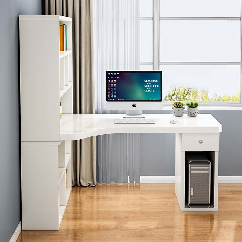 Escritorio de esquina, estante de escritorio, gabinete integrado, escritorio de computadora de aprendizaje moderno y simple para estudiantes de secundaria y secundaria, dormitorio giratorio en forma de L