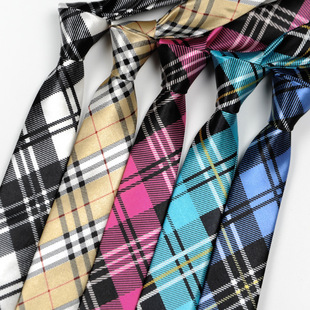 Korean-style Scottish Plaid Fashion Narrow Tie Harajuku Style Student College Style Men's and Women's Cool Trendy Tie