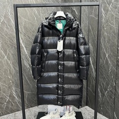 M蒙家maya长款连帽加厚亮面宽松羽绒服男女同款免烫处理长款现货