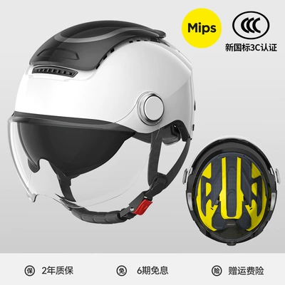 Men and Women, Sun Protection – Motosiklet kaskı (dəbilqə) - upgraded-dual-lens-model-moon-shadow-white-with-mips-protection-system-one-size-fits-all-adjustable-for-head-circumference-54-62cm-with-knob-adjustment