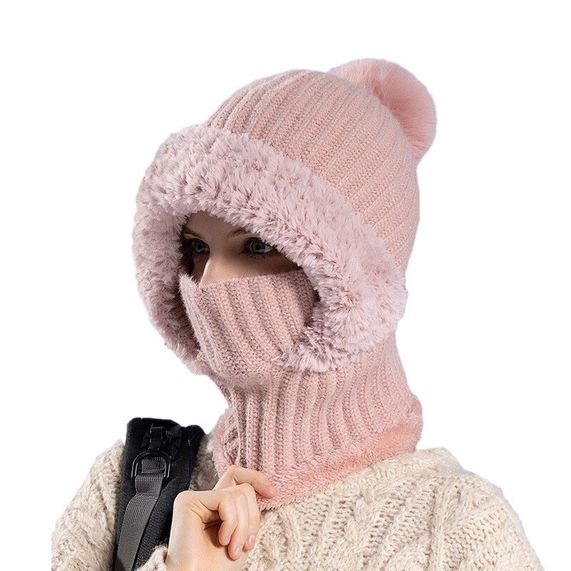 Grenzüberschreitende Schalmaske mit integrierter Passform für Damen, winddicht, fleecegefüttert, warm gestrickt, ideal zum Radfahren im Winter._voghion.com