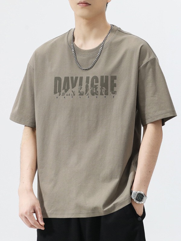 半袖tシャツ男性夏の薄いアメリカのレトロな丸首半袖insトレンドプリントのシャツカジュアルな服|undefined