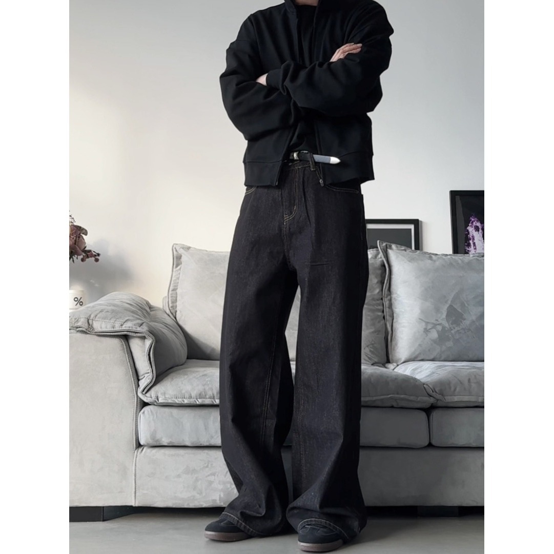 Retro Wide Leg Jeans Loose Straight Leg Casual Floor Length Pants For Men And Women_mkmklike.com
