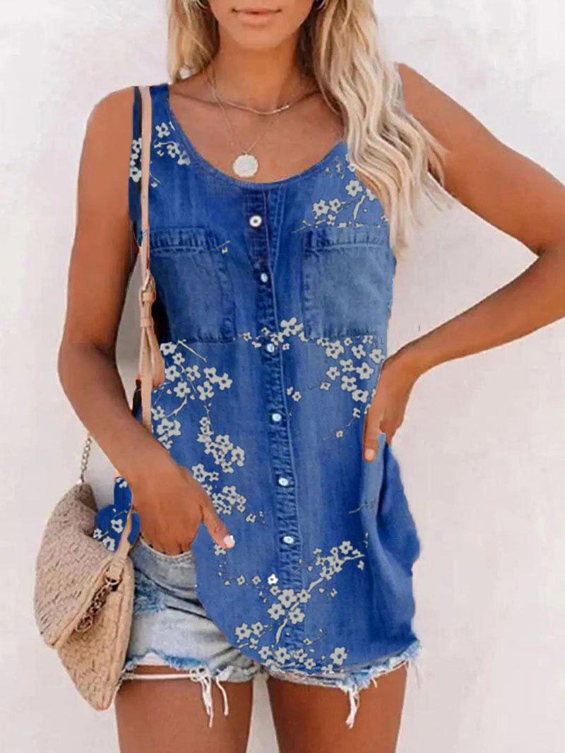 fashion loose imitation denim vest NSBTY63204