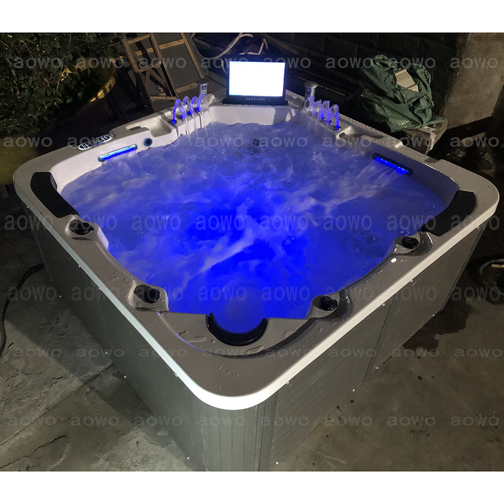 Fuentes acrílicas al aire libre cascada masaje bañera de surf spa 5 personas piscina de jacuzzi inteligente con temperatura constante