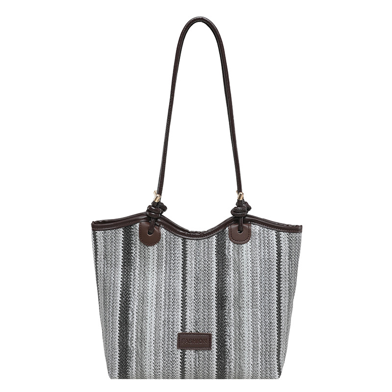 2026 nueva bolsa de tejido para mujeres de gran capacidad de viaje bolso de hombro portátil a rayas de moda bolso de mochila