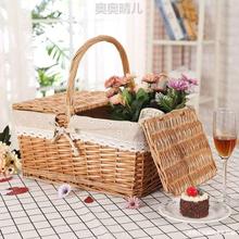 藤编小竹编干花篮子插花风野餐伴娘篮花撒花田园筐蓝花篮小花