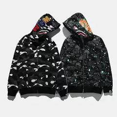 Japanese Trendy Brand New Starry Sky Spot Glow-In-The-Dark Sweatshirt Men's Large Size Couple's Jacket Hooded Foreign Trade Wholesale