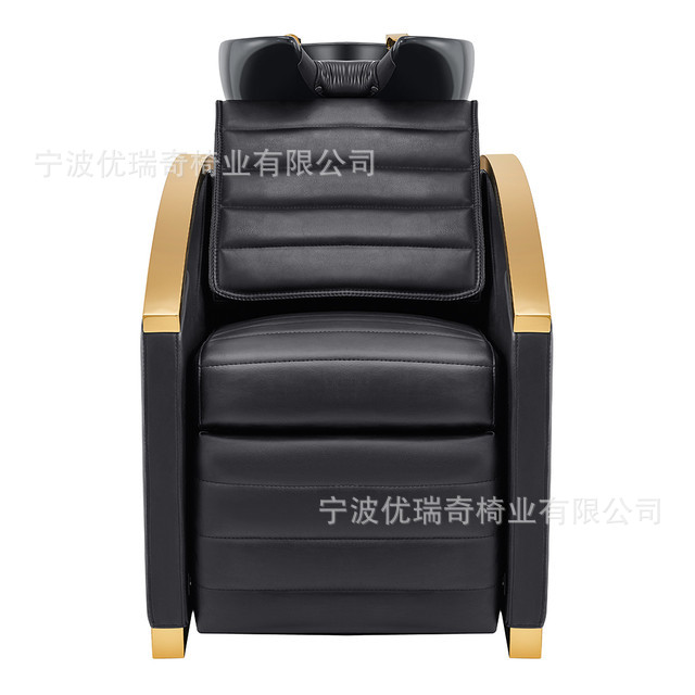 Sillón de peluquería móvil, sillón de peluquería dorado de lujo ligero, sillón de masaje para salón, sillón de lavado de alta gama, cama de lavado semi-reclinable