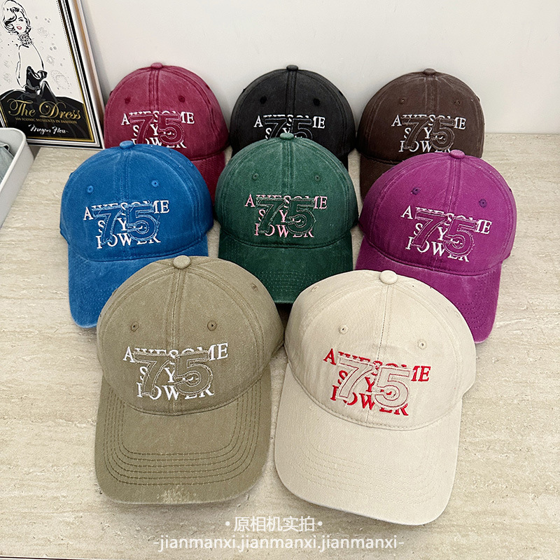 帽子女韩国东大门大标75贴布毛边鸭舌帽子男女软顶休闲百搭鸭舌帽|undefined