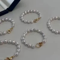 Браслет из натурального пресноводного барочного сахарного бумажного жемчуга, разноцветный, белый, яркий, холодный свет, 9-11 мм