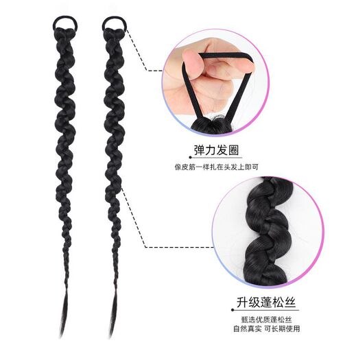 Sweet and cool twist braid female ponytail new Chinese style twisted braid European and American style hot girl boxing braid natural artificial hair double ponytail