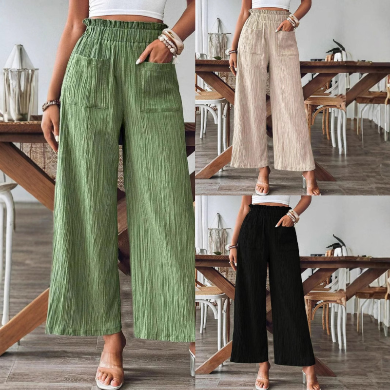 2026 European and American Cross-Border Foreign Trade Women's Clothing Independent Site Shein Amazon Temu Pure Color Casual Straight Pants