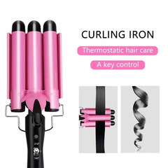 Cross-border instant noodles head three barrels curling iron ceramic egg curling iron electric curling iron three-barrel curling iron large rolls water wave pattern